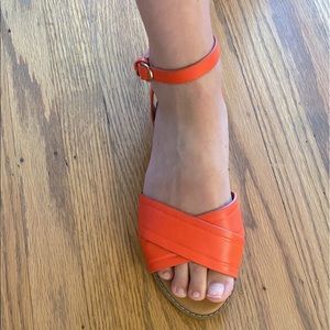 Ankle wrap sandal in cherry red